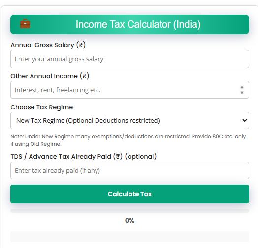 Income tax calculator