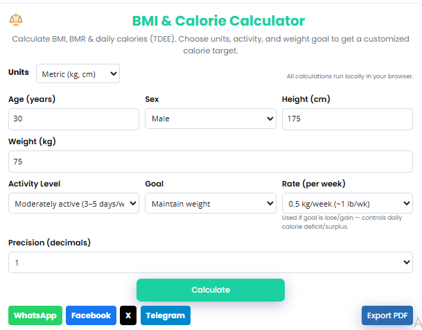 BMI & Calorie Calculator