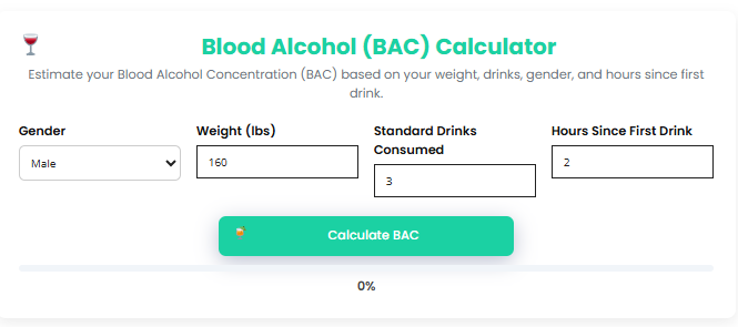 Blood Alcohol (BAC) Calculator