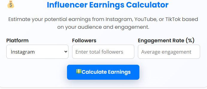 Influencer Earnings Calculator