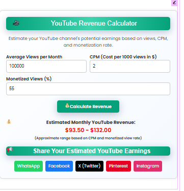 YouTube Revenue Calculator