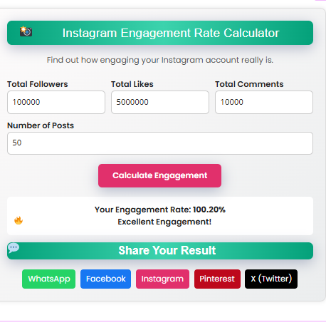 Instagram Engagement Rate Calculator