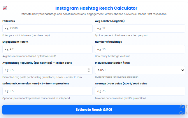 Instagram Hashtag Reach Calculator
