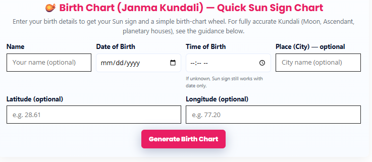 Birth Chart Calculator