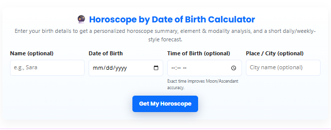 Horoscope By Date of Birth Calculator