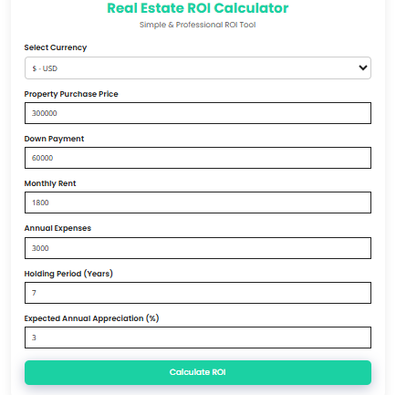 Real Estate ROI Calculator
