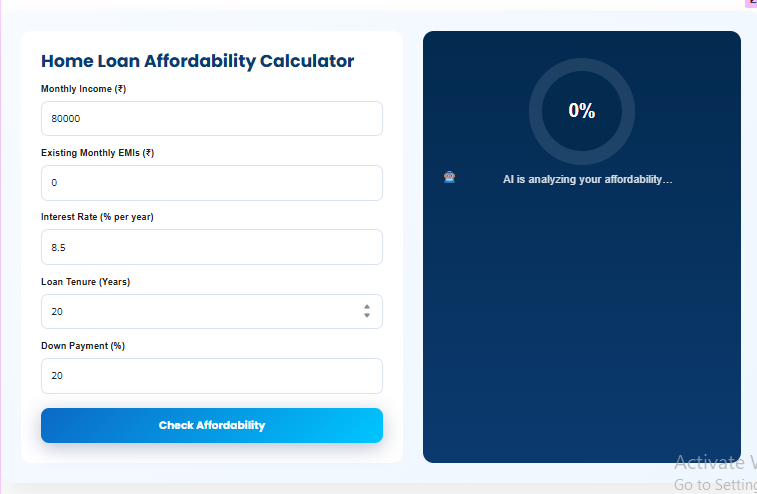HOME LOAN AFFORDABILITY CALCULATOR