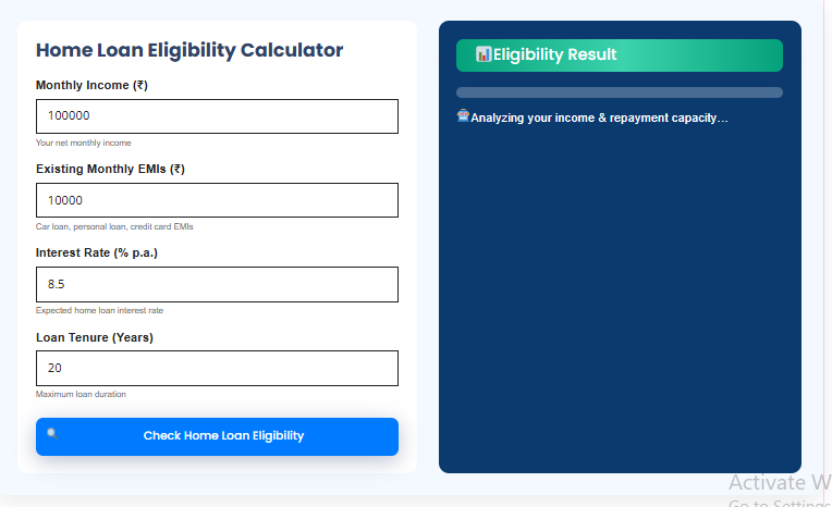 HOME LOAN ELIGIBILITY CALCULATOR 2026