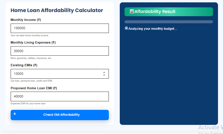 HOME LOAN AFFORDABILITY CALCULATOR 2026